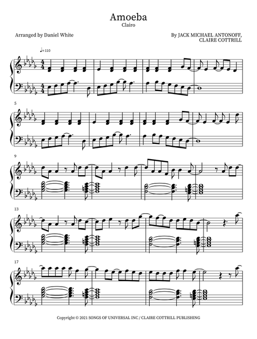 Amoeba (Arr. Daniel White) - Claire Cottrill, Jack Michael Antonoff (Piano Solo)