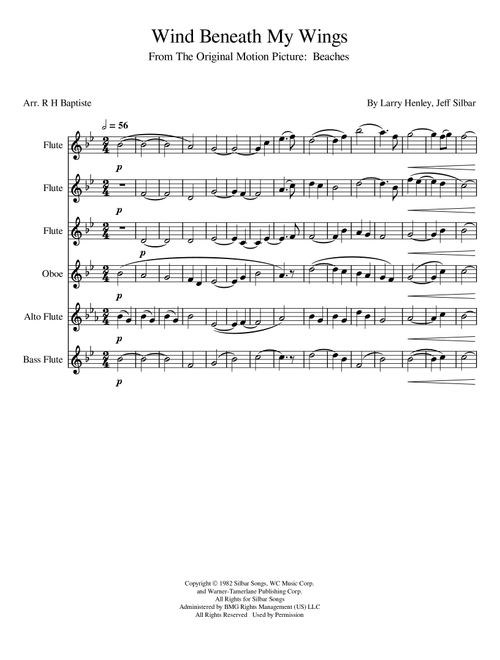 The Wind Beneath My Wings (Arr. R H Baptiste) - Bette Midler (Woodwind Ensemble)