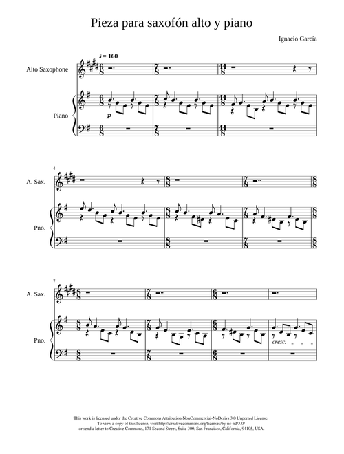 Pieza para saxofón alto y piano / Piece for alto saxophone and piano