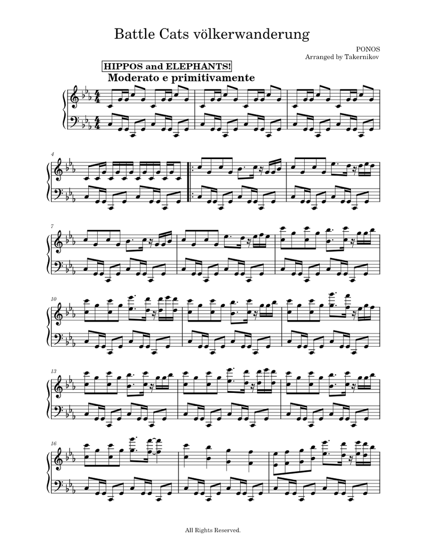 Battle Cats völkerwanderung for piano solo にゃんこ大戦争 民族大