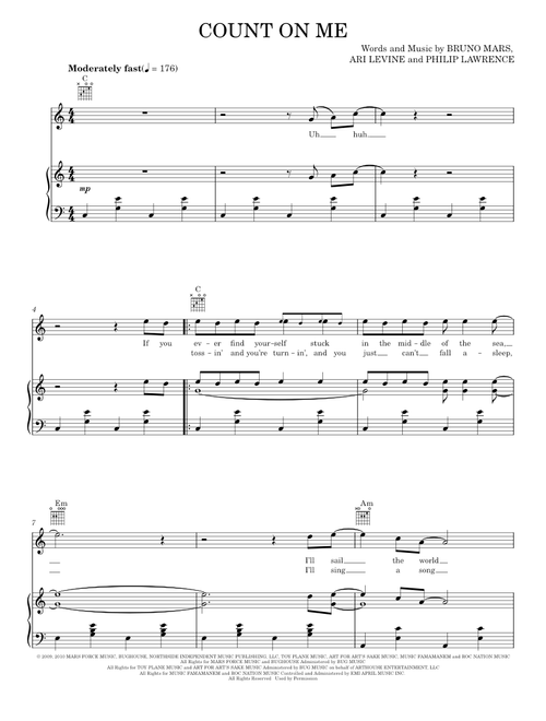 Count on me - Bruno Mars (Piano-Vocal-Guitar)