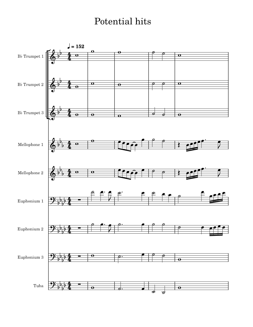 DCI Opening hit Sheet music for Euphonium, Tuba, Mellophone, Trumpet in