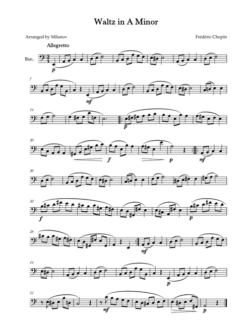 Waltz in A Minor | B. 150, Op. Posth. | Chopin | Bassoon (Arr. Milanov) - Frédéric Chopin (Bassoon Solo)