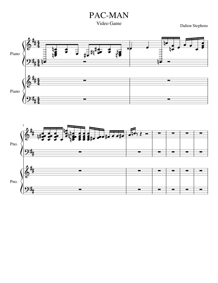 Free Pacman Computer Score PAC MAN Sheet Music for Piano (Piano Duo) | MuseScore.com
