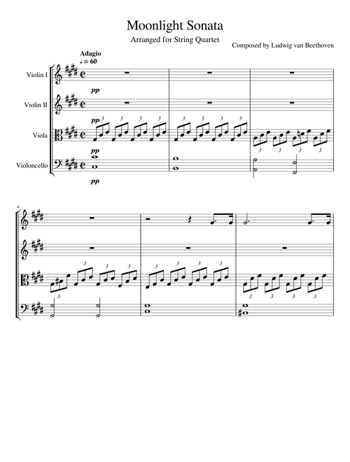 Moonlight Sonata Arr. for String Quartet