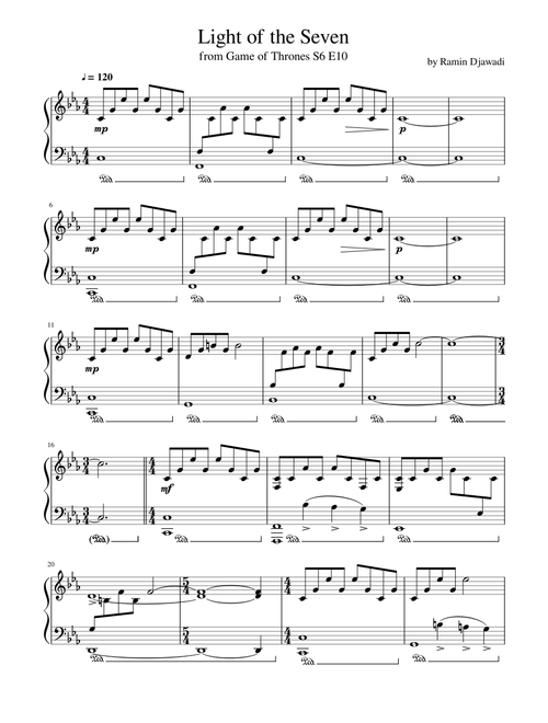 Ramin Djawadi - Light of the Seven - Game of Thrones S6E10 [Piano]