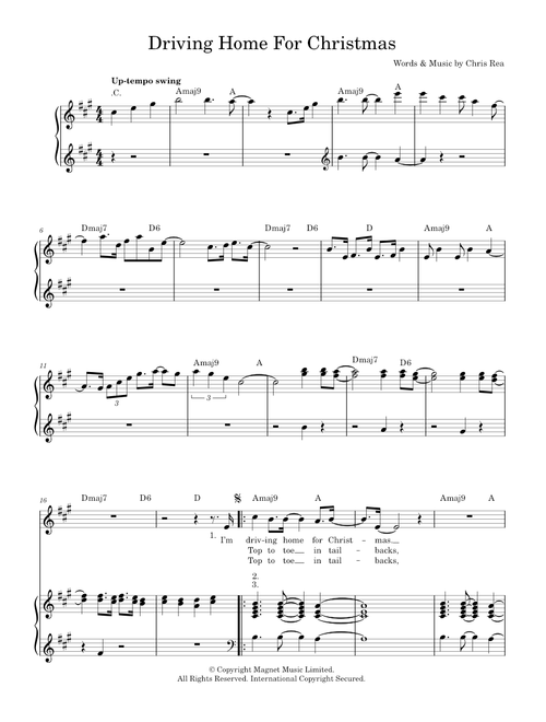 Driving home for christmas - Chris Rea (Piano-Vocal-Guitar (Piano Accompaniment))