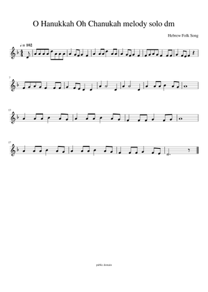 O Hanukkah Oh Chanukah melody solo flute Sheet Music for Flute