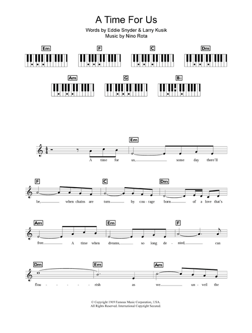 A Time For Us (Love Theme from Romeo and Juliet) - Nino Rota (Piano Chords-Lyrics)
