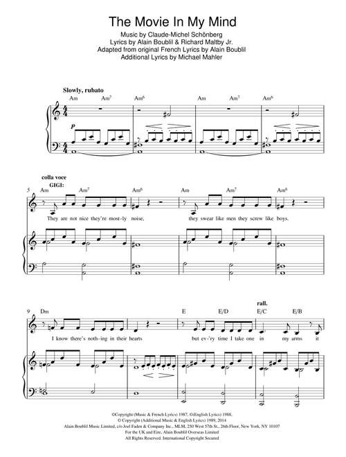 The Movie In My Mind (from Miss Saigon) - Boublil and Schonberg (Piano Vocal)