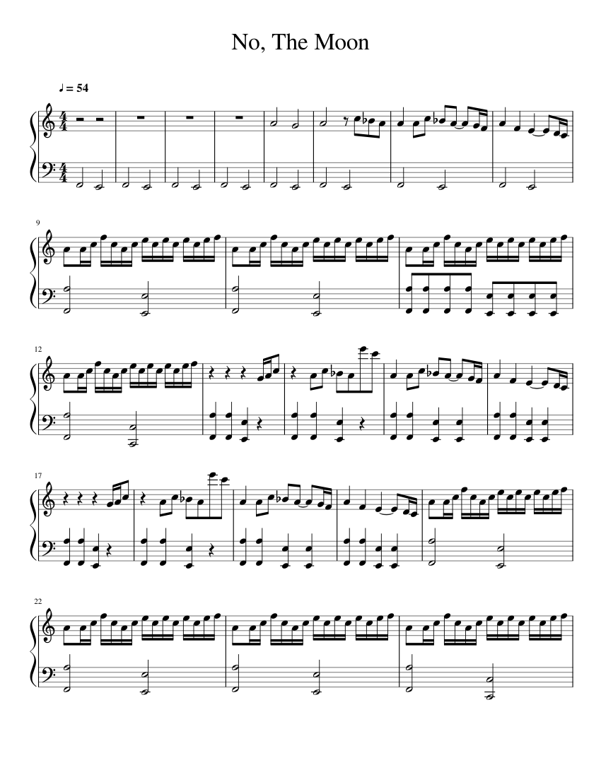 No The Moon Sheet Music for Piano (Solo) | MuseScore.com