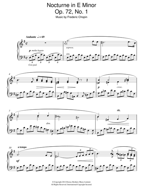 Nocturne In E Minor Op. 72, No. 1 - Frederic Chopin, The Pianist (Movie) (Piano Solo)