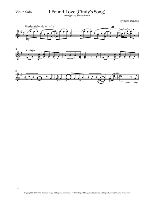 I Found Love (Arr. Sherry Lewis) - BeBe Winans (Violin Solo)