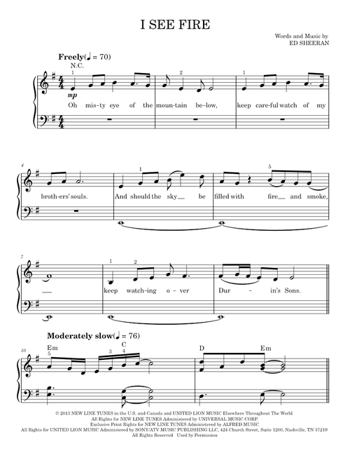 I see fire - Ed Sheeran (Easy Piano)