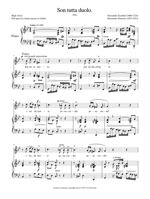 Scarlatti Alessandro - Son tutta duolo High