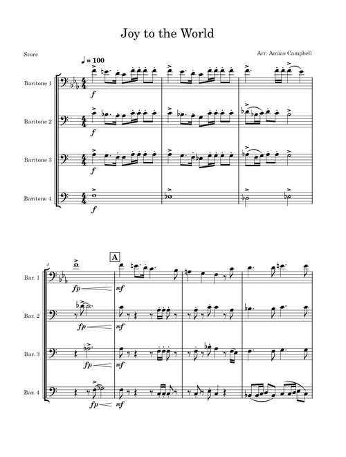 Joy To The World, Arr. for Trombone/Euphonium Quartet