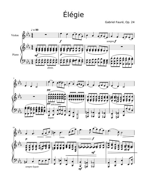 Faure Elegie violin C minor