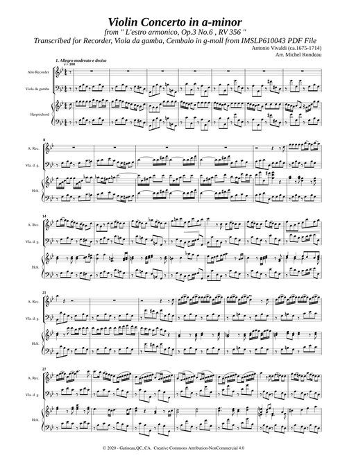 Vivaldi, A. _ Violin Concerto Op.3 No.6, RV 356  [Rec, Viol, Hch]