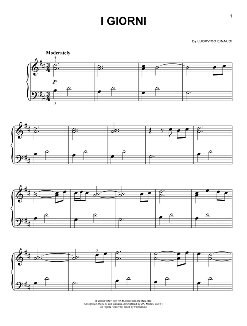 I Giorni - Ludovico Einaudi (Easy Piano)