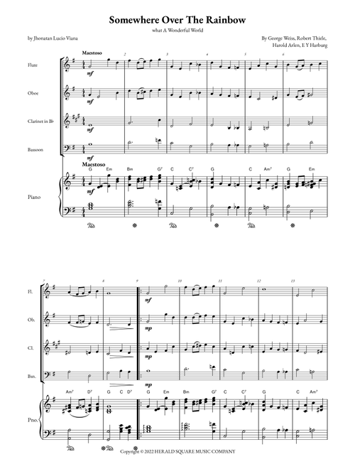 Somewhere Over The Rainbow/what A Wonderful World (Arr. Jhonatan Lucio Viana) - E Y Harburg, George Weiss, Harold Arlen (Small Ensemble)