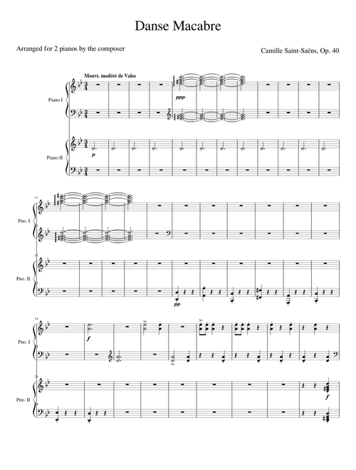 Saint-Saëns Danse Macabre (Arr. for 2 pianos)