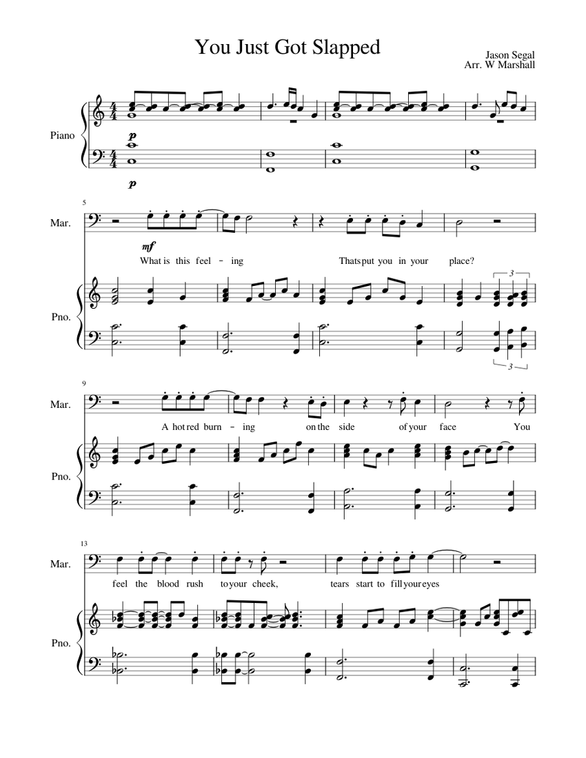 You Just Got Slapped - HIMYM (TV Version) Sheet Music for Piano, Tenor ...
