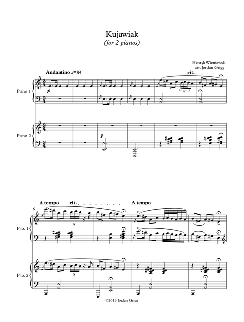 Kujawiak (for 2 pianos) (Arr. Jordan Grigg) - Henryk Wieniawski (Instrumental Duet)