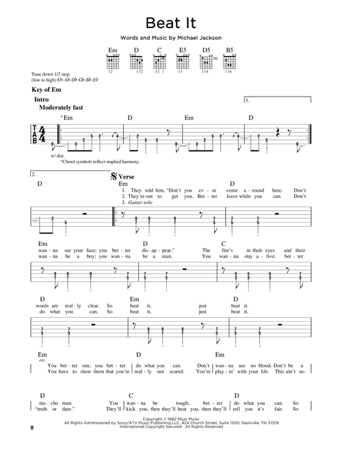 Beat It - Michael Jackson (Guitar Lead Sheet)