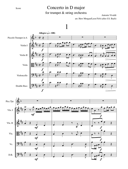 Concerto in D major for piccolo trumpet and string orchestra (Arr. Leon Firšt) - Antonio Vivaldi, Johann Sebastian Bach (Orchestra)