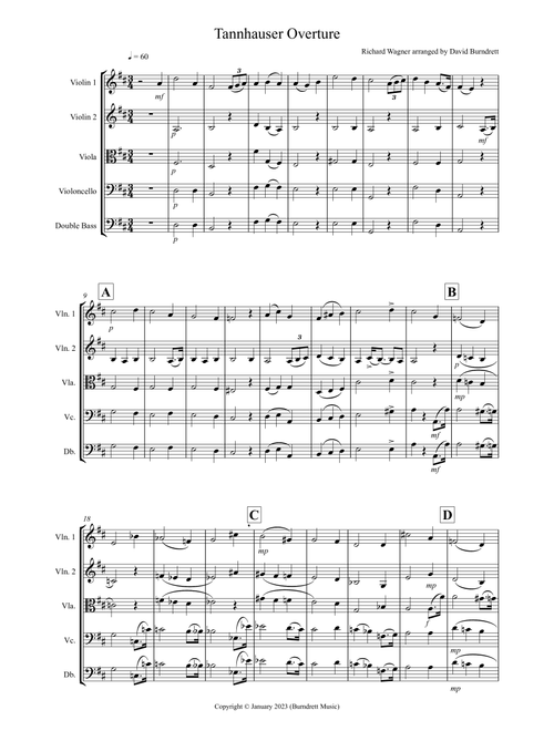 Tannhäuser Overture for String Orchestra (Arr. David Burndrett) - Richard Wagner (String Ensemble)