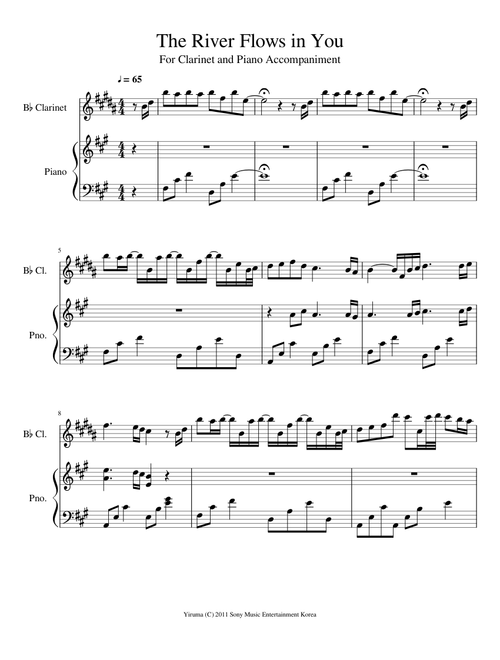 River Flows In You - Yiruma (for Clarinet and Piano)