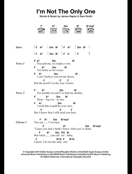 I'm Not The Only One - Sam Smith (Guitar Chords-Lyrics)