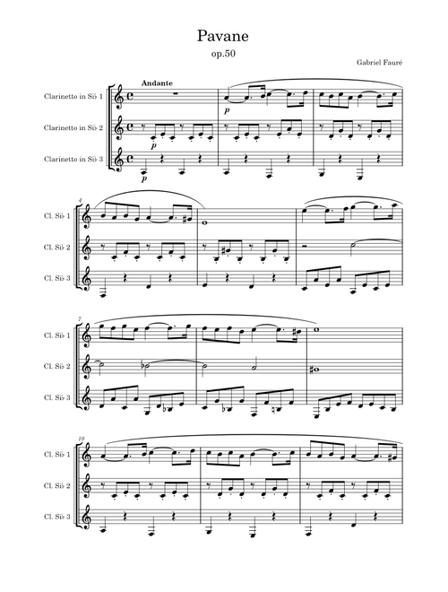 Pavane, Op.50 (Clarinet trio) - Gabriel Fauré