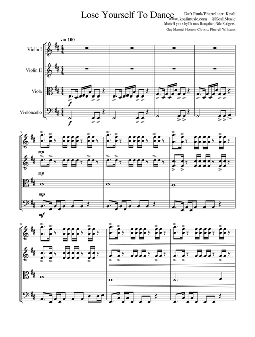 Lose Yourself To Dance (Arr. KoaliMusic) - Daft Punk (String Quartet)