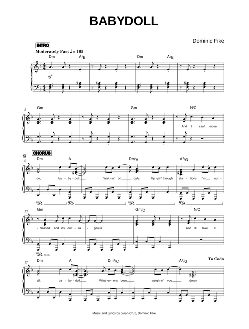 Babydoll - Dominic Fike (Piano)