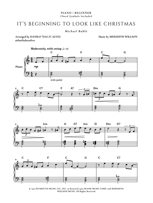 It's Beginning To Look Like Christmas (Arr. Danilo "Daca" Alves) - Michael Buble (Easy Piano)