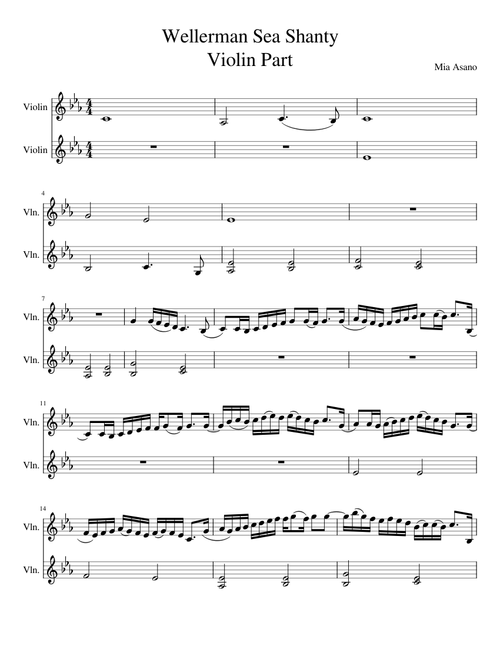 Wellerman Sea Shanty Violin Part by Mia Asano