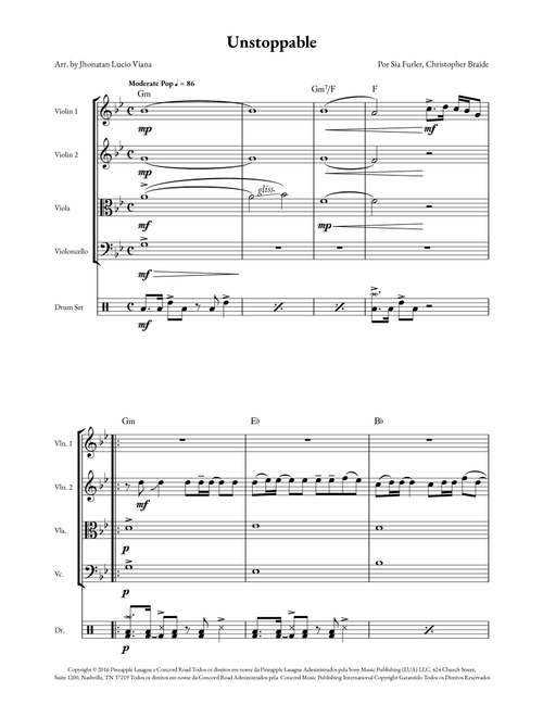 Unstoppable (Arr. Jhonatan Lucio Viana) - Sia (Small Ensemble)