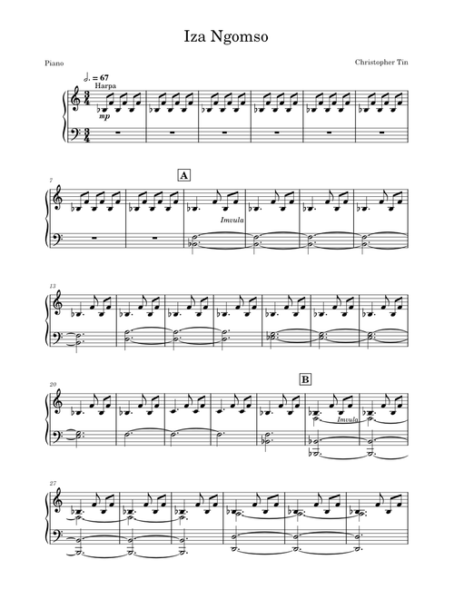 Iza Ngomso – Christopher Tin (Piano line)