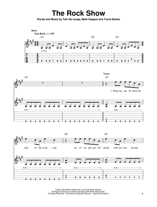 The Rock Show - Blink 182 (Easy Guitar with TAB)