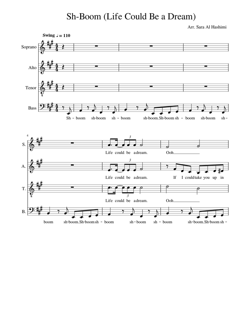 ShBoom Sheet music for Soprano, Alto, Tenor, Bass voice (A Capella