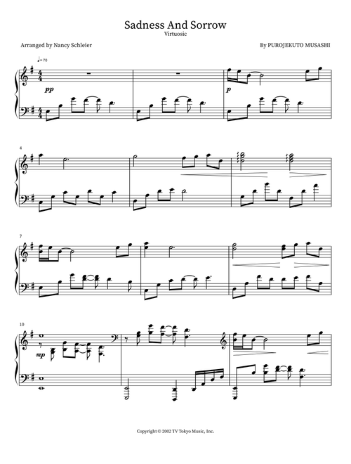 Sadness And Sorrow (Arr. Nancy Schleier) - Purojekuto Musashi (Piano Solo)