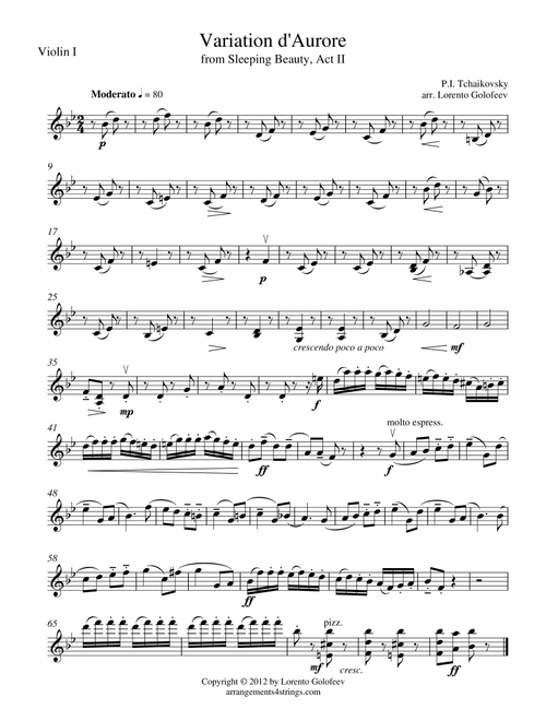 Variation d'Aurore from Sleeping Beauty (Arr. Lorento Golofeev) - P.I. Tchaikovsky (String Quartet)