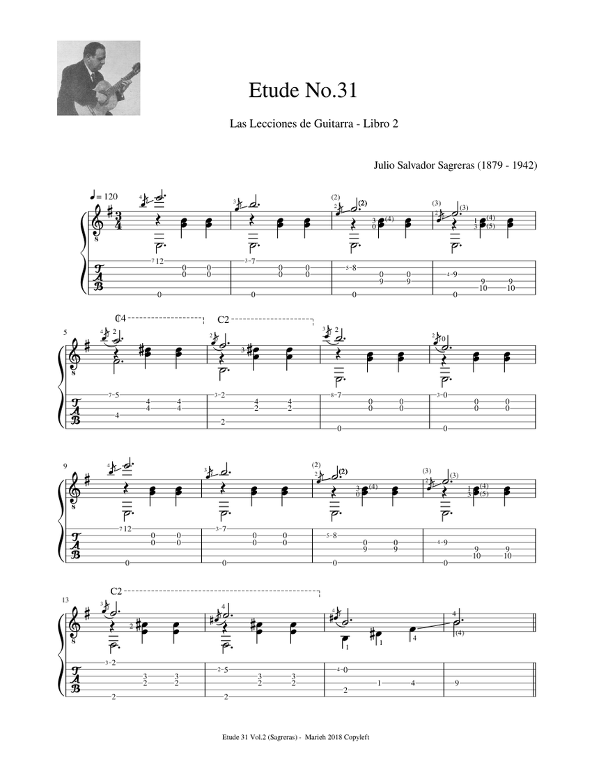 Las Lecciones de Guitarra II No.31 - Julio Salvador Sagreras (1879
