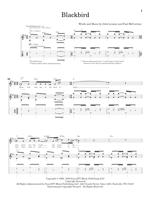 Blackbird - The Beatles (Guitar Tab)