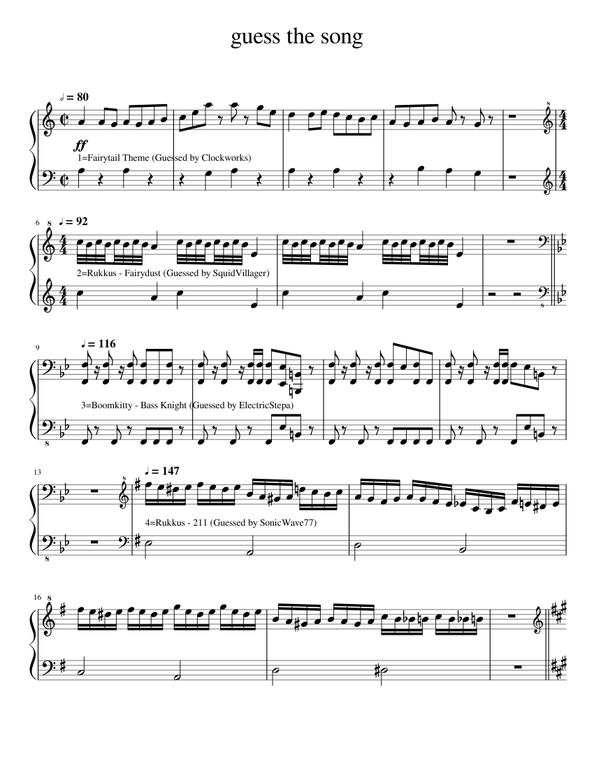 Guess the song (READ DESCRIPTION) Sheet Music for Piano