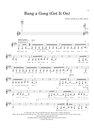 Play Official version of Bang A Gong (Get It On) Sheet Music by T
