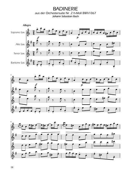 Badinerie - J.S Bach - BWV 1067 - Sax Quartet SATB (Arr. Ygor Nunes) - Johann Sebastian Bach (Woodwind Ensemble)