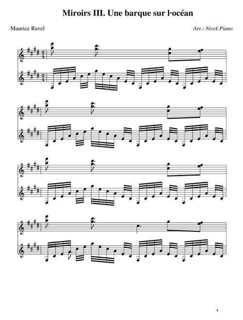 Miroirs III. Une barque sur l’océan - Maurice Ravel (Arr. Nivek Piano) (Piano Solo)