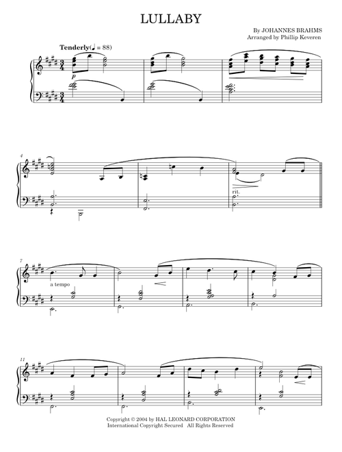 Lullaby - Johannes Brahms (Piano Solo)
